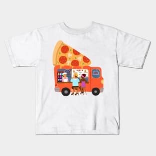 Street food truck take away pizza. Kids T-Shirt